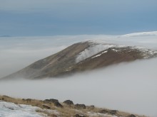 Looking west from Haystack Butte in the fog 2